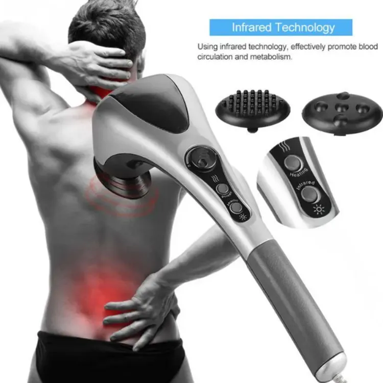 Double Head Full Body Massager Machine Variable Speed Far Infrared | Electric Facial Deep Tissue Fitness Massage Stick ? Head Neck Waist Leg Muscles Pain Relief Massage Hammer ? Handheld Deep Tissue massager - Image 2