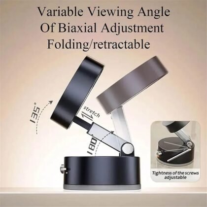 Double-Sided Vacuum Magnetic Phone Holder ? Adjustable Foldable Rotating Suction Mount (Black)