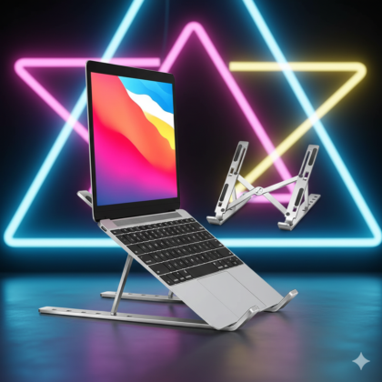 Speed-X Professional Adjustable Aluminium Laptop Stand ? Heavy Duty 16 Inch Height, Foldable & Portable (6 Angles)