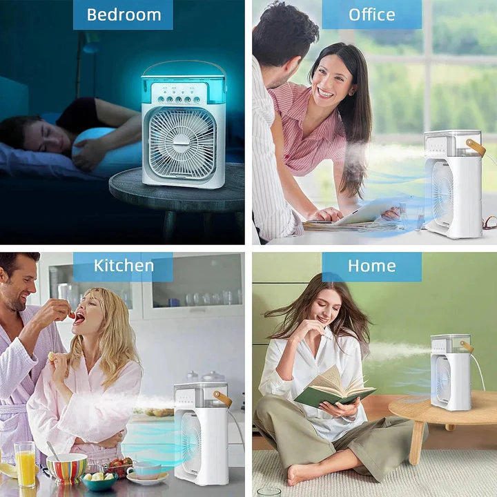 Portable Air Conditioner Fan Large Size USB Electric Fan with LED Night Light, Fine Mist Water, and Humidifier Function | Led Night Light Water Mist (Random Color) - Image 4