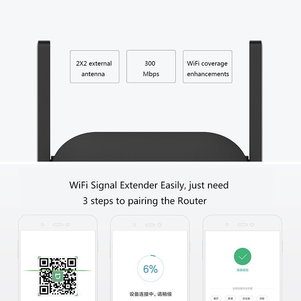 Original Xiaomi Mi Wifi Repeater Pro 300m - Wireless Signal Booster With Dual External Antenna For Expanded Network Coverage