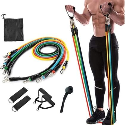 11 In 1 Natural Rubber Power Resistance Bands Exercise Belt For Home Office Outdoor Gym Equipment