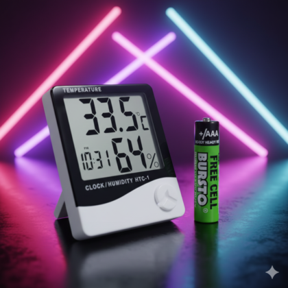 Professional LCD Indoor Temperature & Humidity Monitor ? Large Display, Accurate Readings + Free Battery.