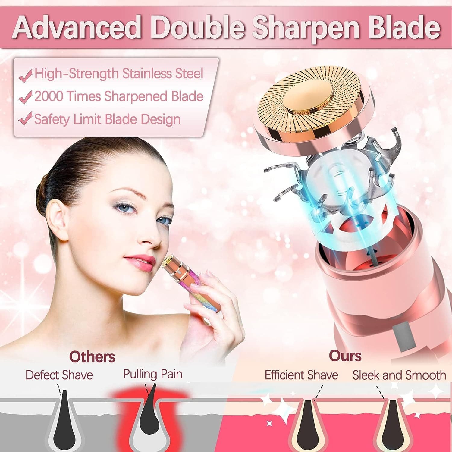 2 in 1 Eyebrow Trimmer and Shaver, Recebrow Removal Flawless Hair Remover 2 in 1 Hair Remover Trimmer For Women, Flawless Facial Machine Razor, Painless Eye (With Box ) - Image 3