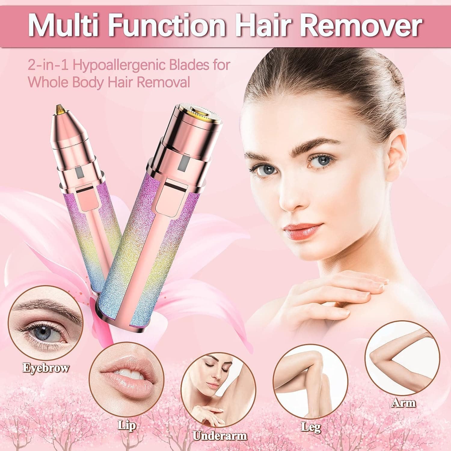 2 in 1 Eyebrow Trimmer and Shaver, Recebrow Removal Flawless Hair Remover 2 in 1 Hair Remover Trimmer For Women, Flawless Facial Machine Razor, Painless Eye (With Box ) - Image 4