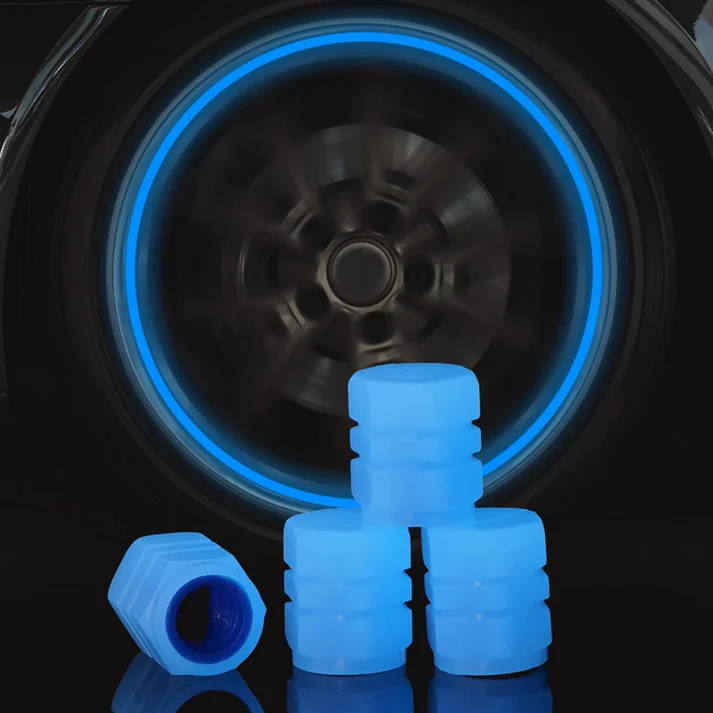 PACK OF TWO Glow in The Dark Tire Valve Caps Fluorescent Stem Car Universal Air Cap Auto Covers Cars Motorcycles SUV Trucks Bikes Accessories ( Random Colors ) - Image 4